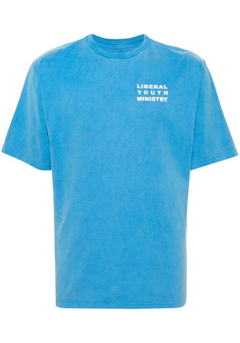 Blue logo-print T-shirt - men